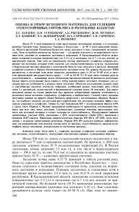 Оценка и отбор исходного материала для селекции солеустойчивых сортов риса в Республике Казахстан