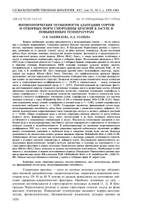 Физиологические особенности адаптации сортов и отборных форм смородины красной к засухе и повышенным температурам