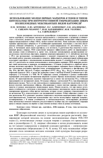 Использование молекулярных маркеров R генов и типов цитоплазмы при интрогрессивной гибридизации диких полиплоидных мексиканских видов картофеля