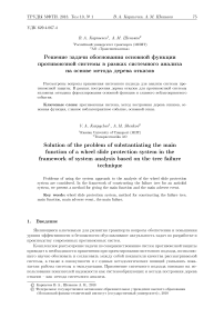 Решение задачи обоснования основной функции противоюзной системы в рамках системного анализа на основе метода дерева отказов