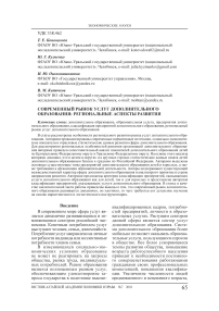 Современный рынок услуг дополнительного образования: региональные аспекты развития