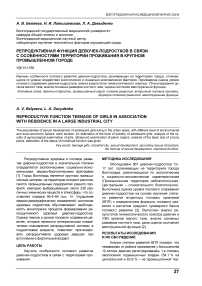 Репродуктивная функция девочек-подростков в связи с особенностями территории проживания в крупном промышленном городе