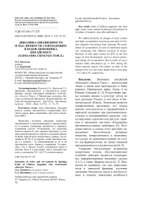 Динамика оводненности и масличности созревающих плодов лимонника китайского (Schisandra chinensis Turcz.)