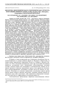 Биология, фенотипическая и генотипическая структура популяций хищного клопа Perillus bioculatus Fabr. (Heteroptera, Pentatomidae) в Краснодарском крае