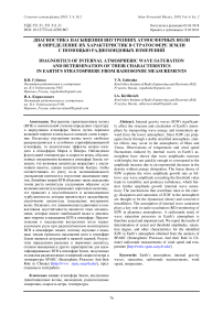 Диагностика насыщения внутренних атмосферных волн и определение их характеристик в стратосфере земли с помощью радиозондовых измерений