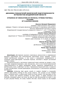 Динамика показателей физической подготовленности футболистов Владимирской области