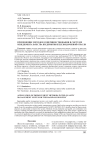 Применение методов совершенствования в системе менеджмента качества предприятия железнодорожной отрасли