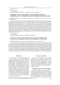 Влияние специализации сельскохозяйственного производства Алтайского края на рынок зерна в регионе