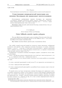 Существование апериодической траектории для внешних биллиардов вне правильных многоугольников