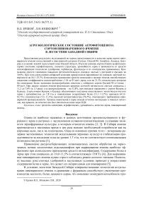 Агроэкологическое состояние агрофитоценоза сортов пивоваренного ячменя в лесостепи Западной Сибири