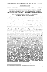 Фенотипическая и генотипическая оценка линий гексаплоидной синтетической пшеницы (AABBDD) по параметрам зерновки в условиях Западной Сибири