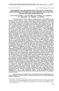 Изменения таксономического состава и структуры прокариотного сообщества агродерново-подзолистой почвы при внесении биоугля