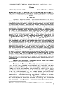 Использование генов VRN для создания форм тритикале с разной продолжительностью вегетационного периода (обзор)