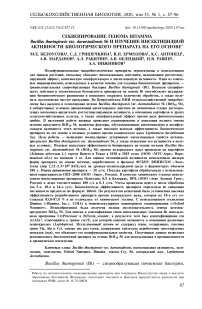 Секвенирование генома штамма Bacillus thuringiensis var. Darmstadiensis 56 и изучение инсектицидной активности биологического препарата на его основе