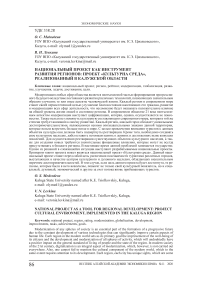 Национальный проект как инструмент развития регионов: проект "Культурна среда", реализованный в Калужской области