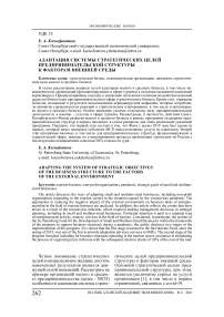 Адаптация системы стратегических целей предпринимательской структуры к факторам внешней среды