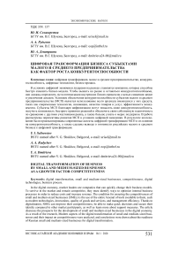 Цифровая трансформация бизнеса субъектами малого и среднего предпринимательства как фактор роста конкурентоспособности