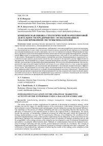 Комплексная оценка стратегической маркетинговой деятельности предприятия с использованием сбалансированной системы показателей