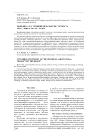 Потенциал и тенденции развития экспорта продукции АПК региона