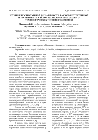 Изучение постнатальной вариативности факторов естественной резистентности у тёлок в зависимости от эколого-технологических условий содержания