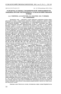 Разработка и оценка специфической эффективности вакцины против энтерококкоза сельскохозяйственной птицы