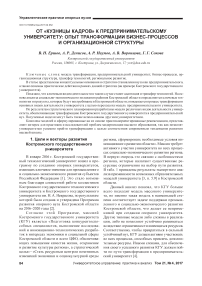 От "Кузницы кадров" К предпринимательскому университету: опыт трансформации бизнес-процессов и организационной структуры