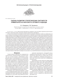 Оценка развития стратегических партнерств университета в контексте сетевого подхода