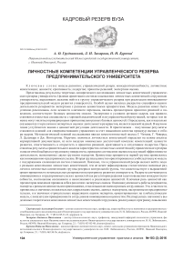 Личностные компетенции управленческого резерва предпринимательского университета