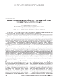 Анализ основных моделей сетевого взаимодействия образовательных организаций