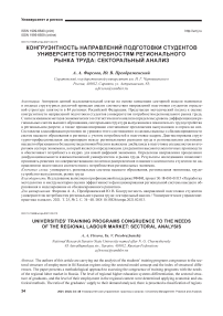 Конгруэнтность направлений подготовки студентов университетов потребностям регионального рынка труда: секторальный анализ