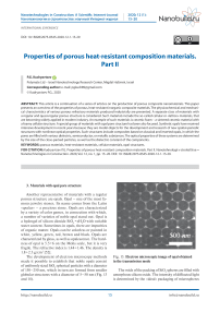 Properties of porous heat-resistant composition materials. Part II
