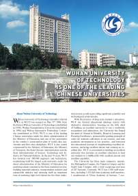 Wuhan University of Technology is one of the leading Chinese universities