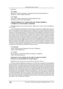 Эффективность субъектов системы лизинга: сущность и методика оценки