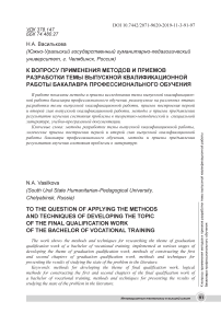 К вопросу применения методов и приемов разработки темы выпускной квалификационной работы бакалавра профессионального обучения