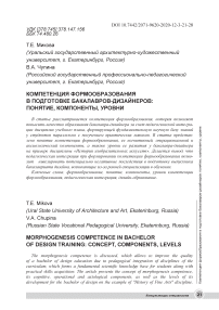 Компетенция формообразования в подготовке бакалавров-дизайнеров: понятие, компоненты, уровни