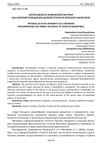 Интенсивность физической нагрузки как критерий повышения целевой точности бросков в баскетболе