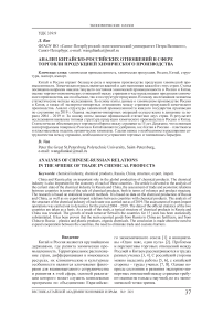 Анализ китайско-российских отношений в сфере торговли продукцией химического производства