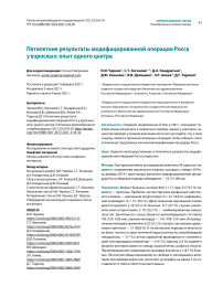 Пятилетние результаты модифицированной операции Росса у взрослых: опыт одного центра