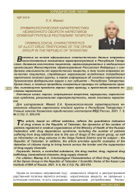 Криминологическая характеристика незаконного оборота наркотиков опийной группы в Республике Татарстан