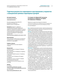 Годичные результаты коронарного шунтирования у пациентов с кальцинозом целевых коронарных артерий