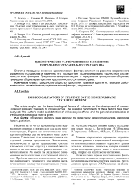 Идеологические факторы влияния на развитие современного украинского государства