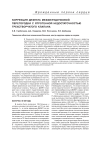 Коррекция дефекта межжелудочковой перегородки с ятрогенной недостаточностью трехстворчатого клапана