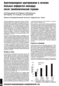 Аортокоронарное шунтирование в лечении больных инфарктом миокарда после тромболитической терапии