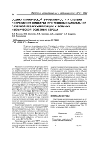 Оценка клинической эффективности и степени повреждения миокарда при трансмиокардиальной лазерной реваскуляризации у больных ишемической болезнью сердца