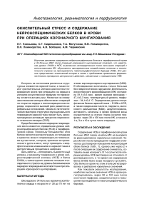 Окислительный стресс и содержание нейронспецифических белков в крови при операциях коронарного шунтирования