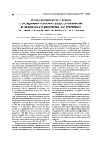 Исходы беременности у женщин с врожденными пороками сердца, осложненными инфекционным эндокардитом, как проявление системного воздействия хронического воспаления