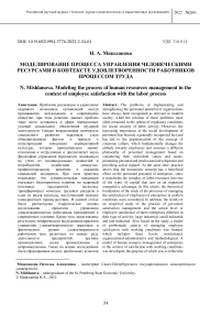 Моделирование процесса управления человеческими ресурсами в контексте удовлетворенности работников процессом труда