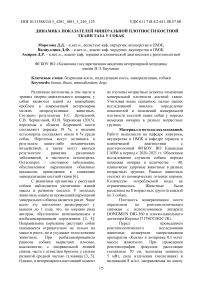 Динамика показателей минеральной плотности костной ткани таза у собак