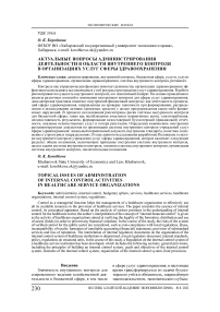 Актуальные вопросы администрирования деятельности в области внутреннего контроля в организациях услуг сферы здравоохранения
