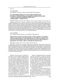 Реализация инфраструктурных проектов в рамках программы «Национальные проекты» с интеграцией в инициативу КНР  «Один пояс - один путь»